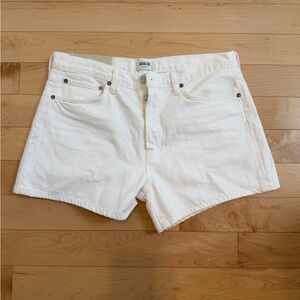 NWT AGOLDE Parker Long Short in Dough (White)